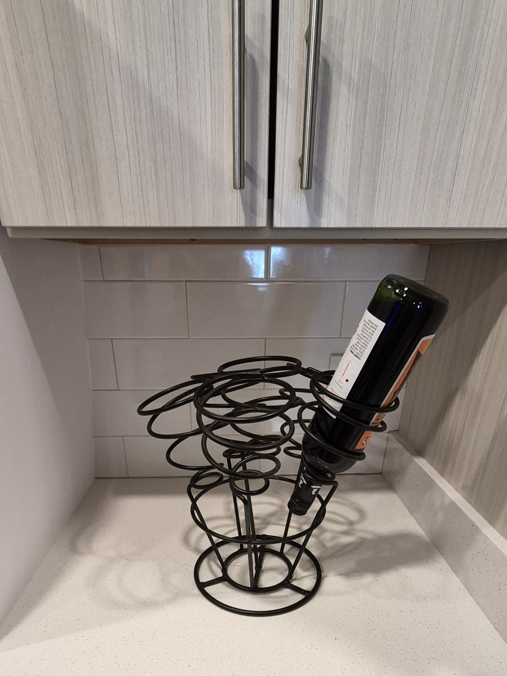 Black Spiral Metal Wine Bottle Rack - Decorative Countertop Display